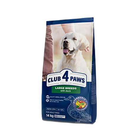 CLUB 4 PAWS PREMIUM FOR LARGE BREEDS «WITH DUCK». СOMPLETE DRY PET FOOD FOR DOGS