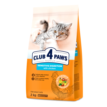 CLUB 4 PAWS Premium "SENSITIVE DIGESTION". Сomplete dry pet food for adult cats